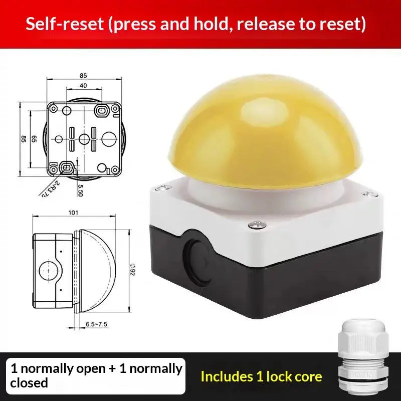 1 Set Mushroom Head Self-Locking/Resetting 1NO Foot/Hand Control IP65 Emergency Stop Button Switch For Industrial Safe