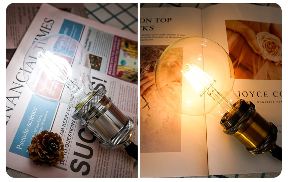 Retro Edison Filament LED Light Bulb E27 AC 220V 240V G80 G95 G125 Globe Light Glass Bulb 2W 4W 6W 8W Lampara LED Lamp