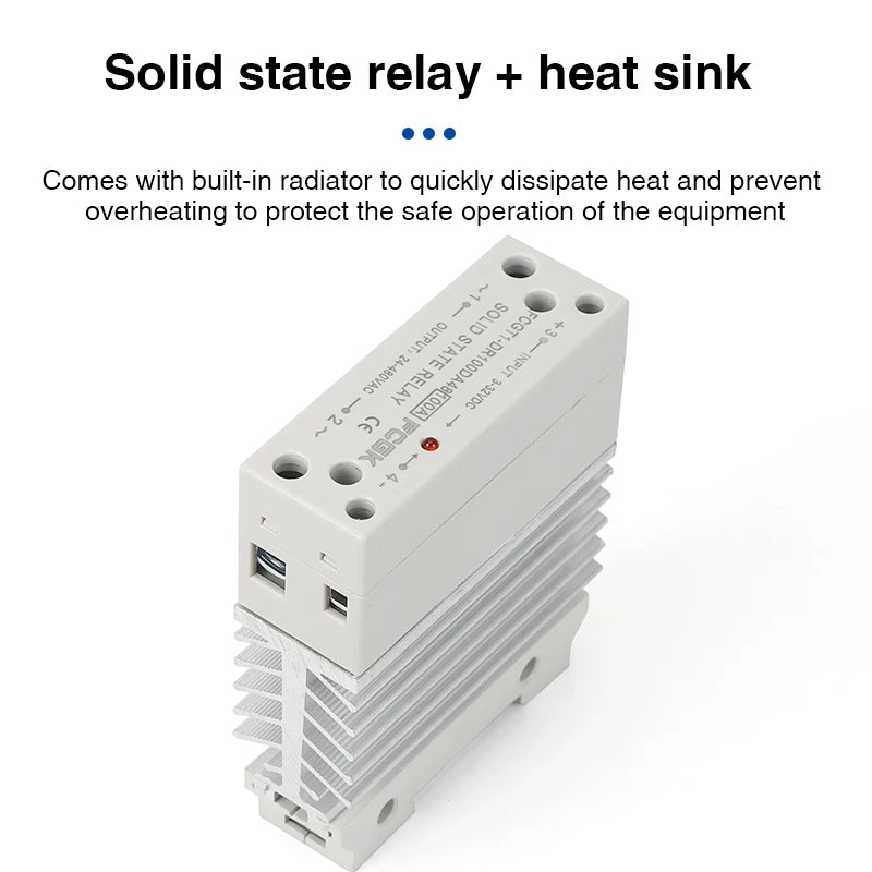10A 25A 40A 60A 80A 100A Single Phase Slim SSR Solid State Relay With Heat Sink Industrial Relay DIN Rail Mount