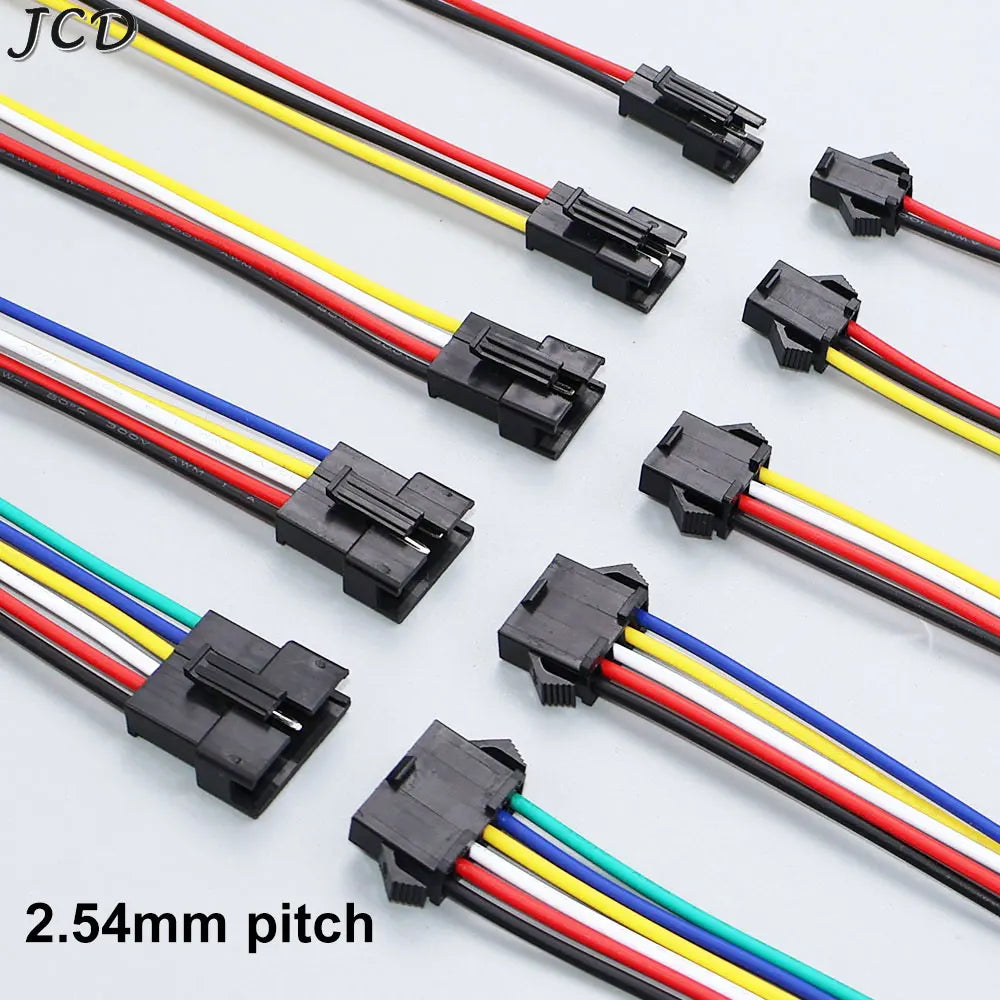 JCD 2/3/4/5/6 Pin LED Strip JST SM Connector Male or Female Adapter Plug Connector Terminal with 20CM 22AWG Wire for Light Strip