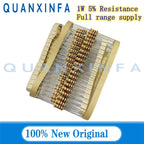 20PCS Carbon film resistor 1W 5% 10R 100R 220R 1K 1.5K 2.2K 4.7K 10K 22K 47K 100K 100 220 1K5 2K2 4K7 Ohm Resistance 0.1R-4.7M