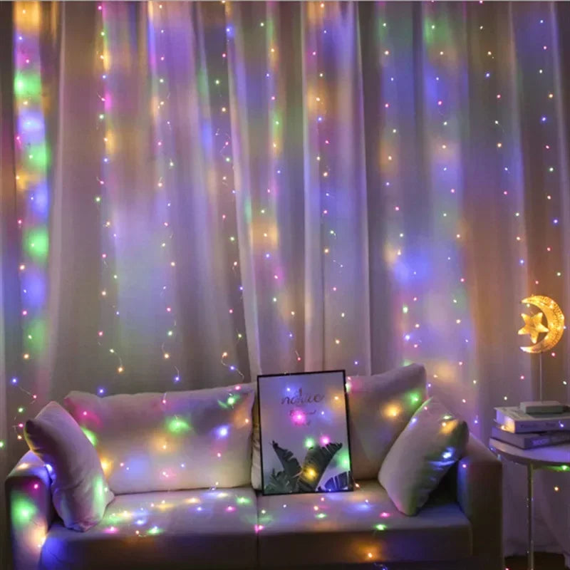 USB Powered Christmas Fairy Curtain Lights with Remote 8 Modes for Holiday Bedroom Wedding Xmas Tree and Window Decorations
