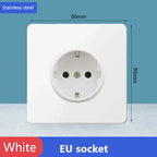 Toggle switch White stainless steel panel retro wall lamp switch AC110-250V 1 2 3 4 Gang 2 Way16A Universal wall light switch