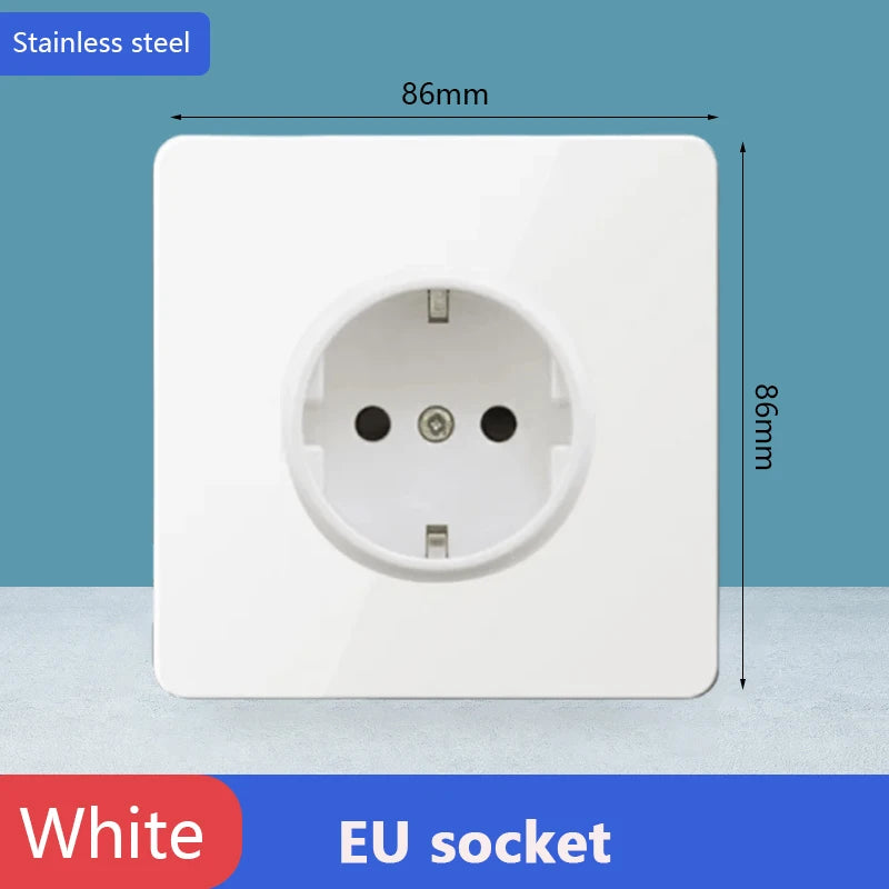 Toggle switch White stainless steel panel retro wall lamp switch AC110-250V 1 2 3 4 Gang 2 Way16A Universal wall light switch