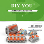 Quick Butt Lever Crimp Terminals Wire Connectors 2-12 Way With Fixing Holes Push-In Universal Compact Electrical Terminal Block