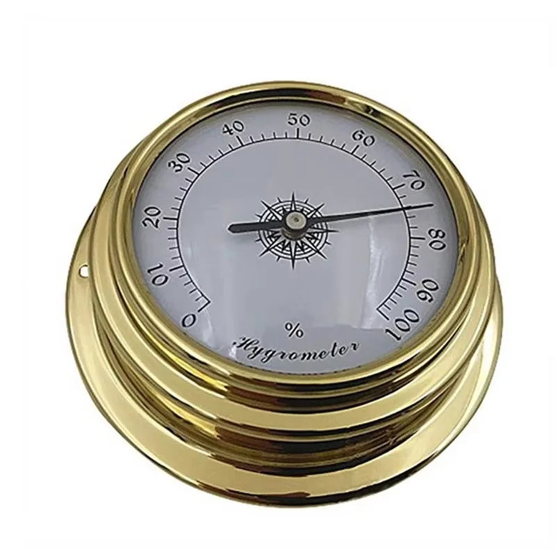 ABBP-Boat Barometer Clock Thermometer Hygrometer Set Weather Station Set Wall Mounting Type Brass For Case Brass For Case