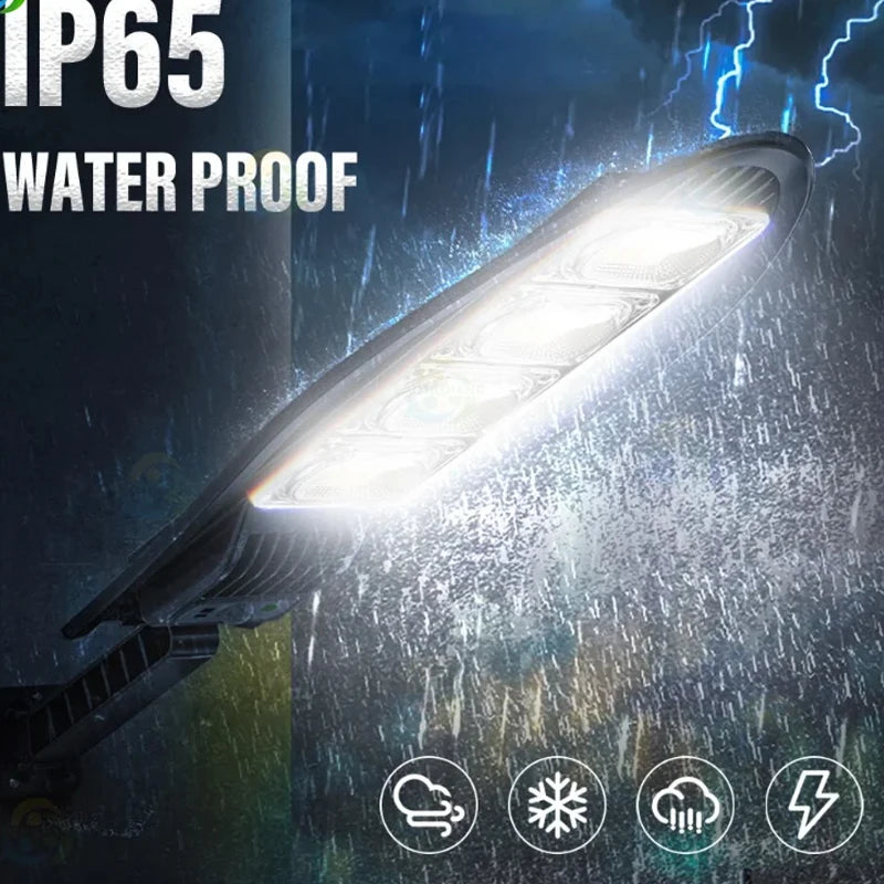 Solar Street Lights Outdoor Waterproof LED Garden Wall Lamp 3 Light Mode Remote Control Motion Sensor Lighting for Garage Gard