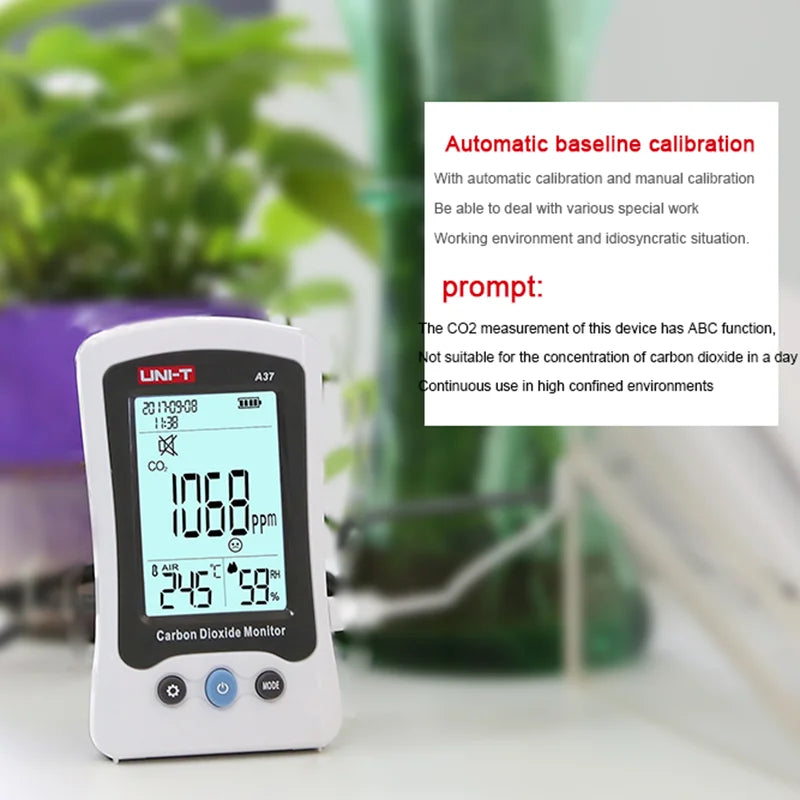 UNI-T Air Quality Monitor A37 Digital Carbon Dioxide Detector 400ppm~5000ppm CO2 Meter Detection NDIR Principle Co2 Sensor