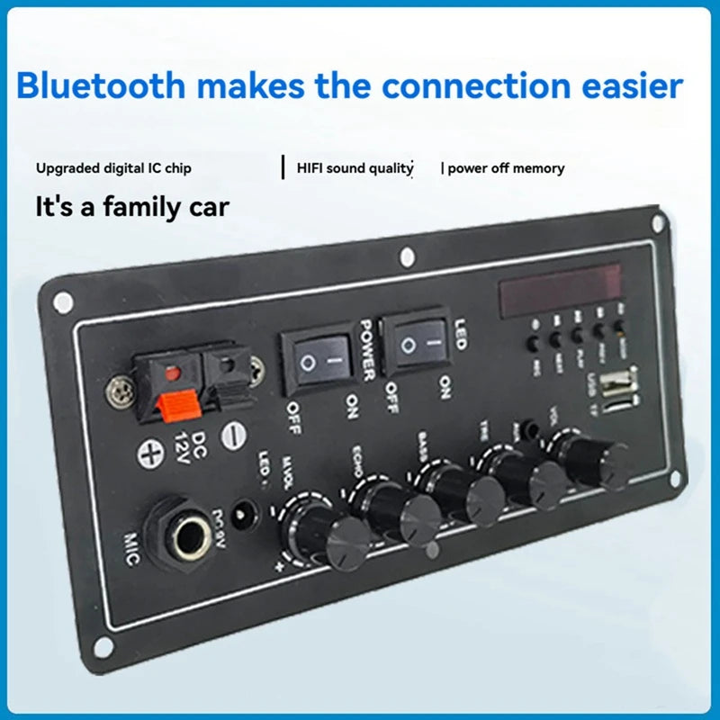 15w+15w Audio Amplifier Board USB Radio Support Dual Microphone Bluetooth Amplificatore Subwoof for Speaker 12V 24V 220V-PZZW