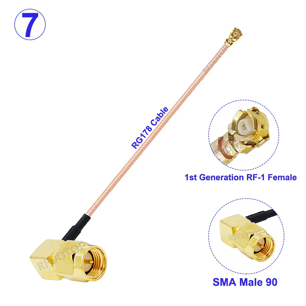 10PCS/Lot SMA Male/Female to U.fl IPX-1 Female Connector RG178 SMA to IPX-1 RF Cable Pigtail Jumper for WIFI Router GPS Antenna