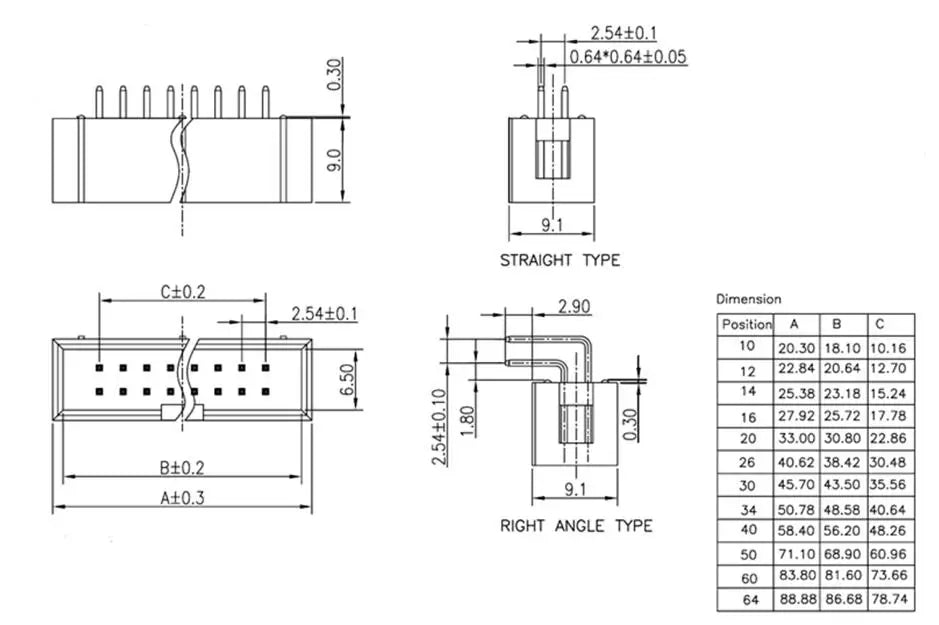 10pcs DC3 1.27/2.0/2.54mm DIP Straight RA Right Angle SMT Double Row 6/8/10/20/30/40/50P ISP Male Pin IDC JTAG Socket Box Header
