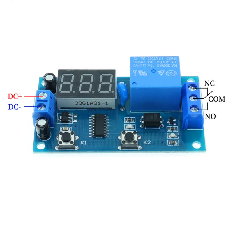 DC 12V Digital Display Delay Relay Delay Time Multi-function Module Infinite Loop Countdown Switch Control Module Timer Module
