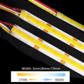12V 24V DC CCT COB LED Strip Light 2700K to 6500K Color-Changing LED Tape Linear Double Color RA90 Dimmable Ribbon 5mm 8mm Width