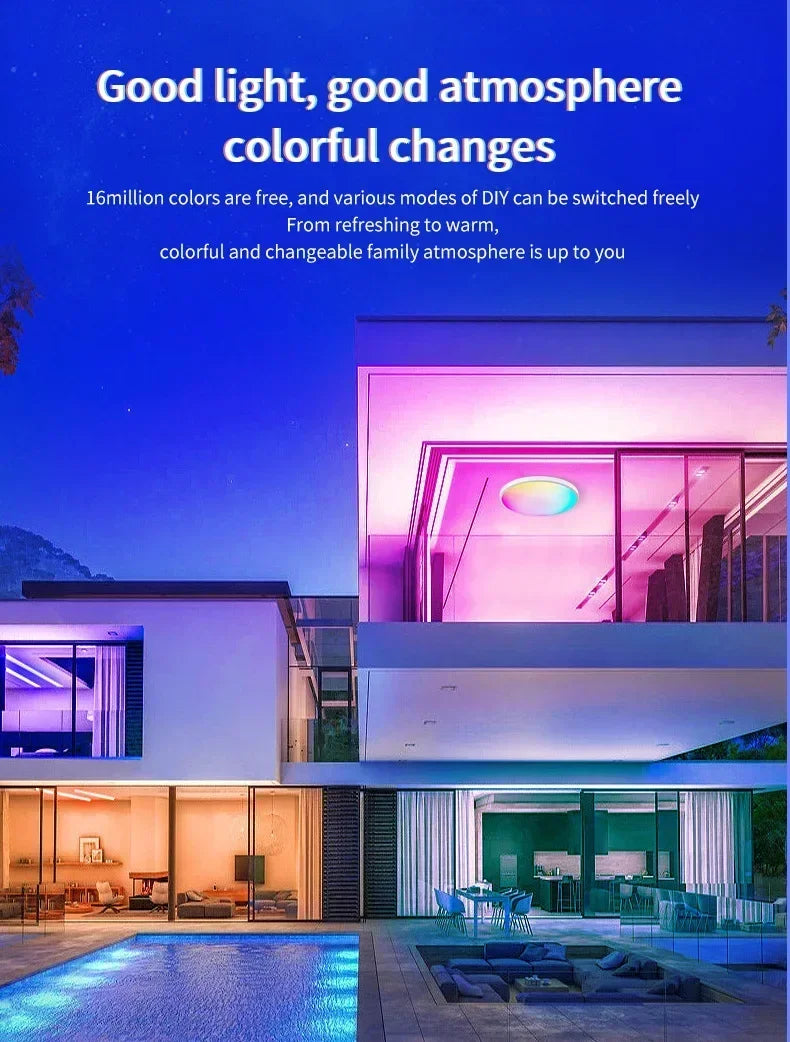TUYA Intelligent LED Ceiling Light RGB Remote Dimming WiFi Bluetooth Decorative Light Living Room Bedroom Indoor Home Light