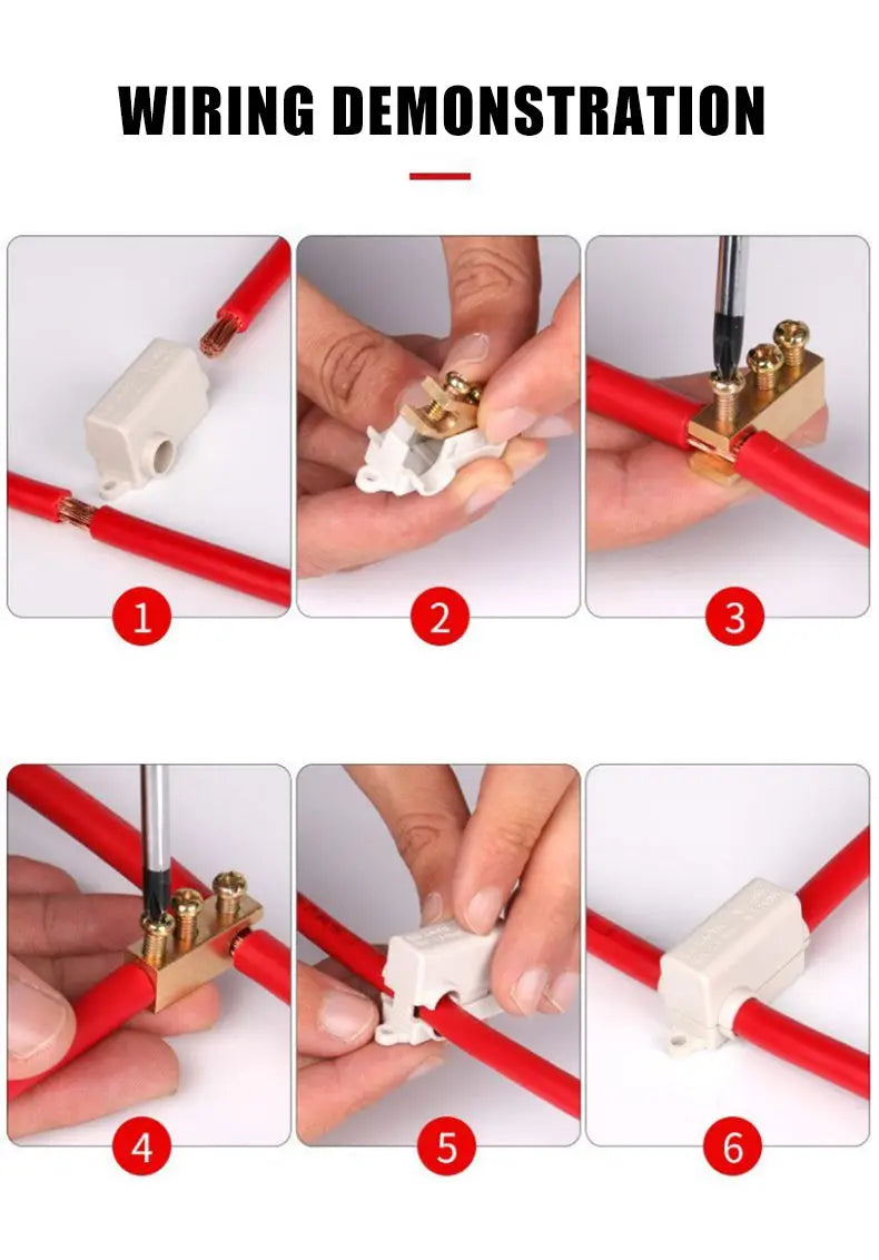 T‑Type Wire Connector ZK Terminal Splitter I-type Brass Clamp Electrical Wire Junction Box for Household Lighting Socket Wiring