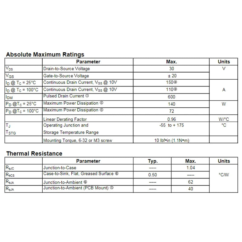 IRL7833PBF IRL7833 N-Channel Power MOSFET Transistor,30 V 150A,3-Pin TO-220AB 4PCS