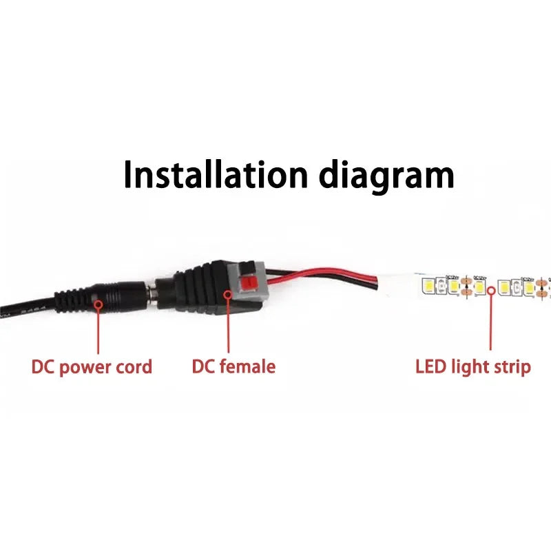 Female and Male DC Connectors 2.1x5.5mm Power Plug Adapter Jacks Sockets Connector for Single Color LED Strip Light CCTV Camera