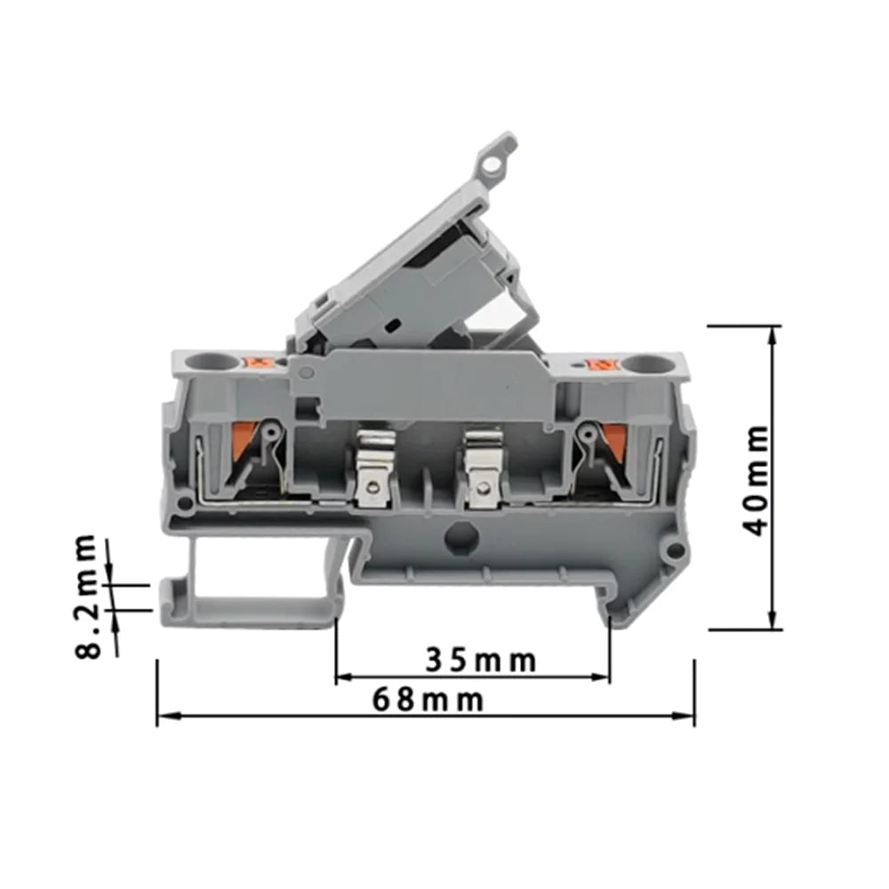 10Pcs DIN Rail Fush Terminal Block PTC 4-HESI Disconnect Lever Push-in Connector Mount Terminal Block for Electrical Enginee