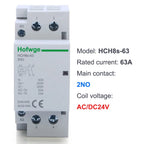 HCH8s-63 Household AC Contactor 2P 40A 63A 2NO 2NC  1NO1NC DC24V AC110V AC220V Automatic  Contactor Din Rail Type 50Hz 60Hz
