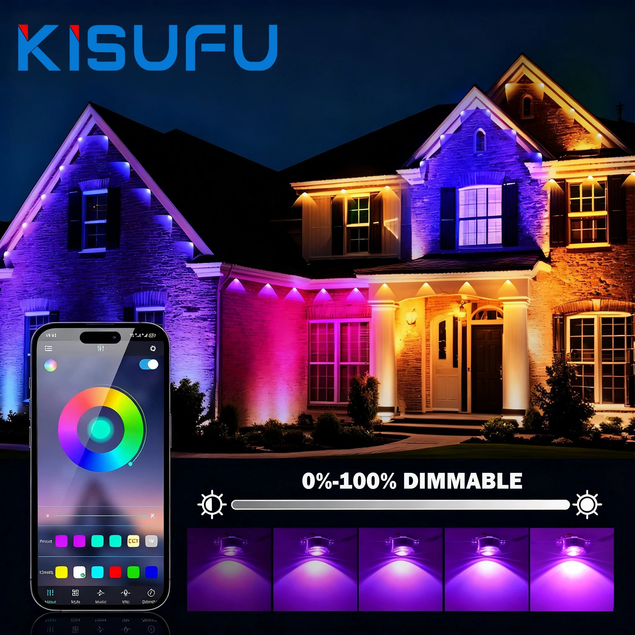 150M 90M 60M 15M Smart RGB Eave Lights IP67 Waterproof APP&Remote Control Timer Dimmable LED String Lights Home Christmas Decor