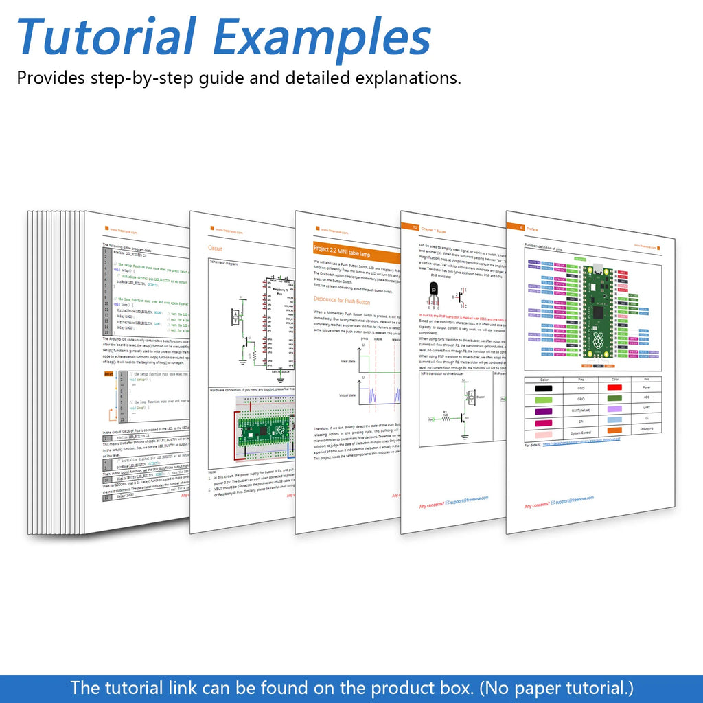 Freenove Ultimate Starter Kit for Raspberry Pi Pico 1 2 W 2W, Python C Java Code, 767-Page Tutorial, 119 Projects, 220 Items