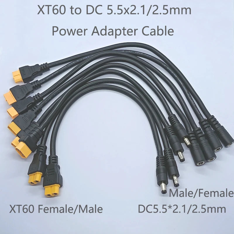 1PC XT60 To DC5.5*2.1/2.5mm Power Adapter Cable1.5mm² Cabe 30CM 15A Connector For Solar Charger Battery Charging Adapter Wiring