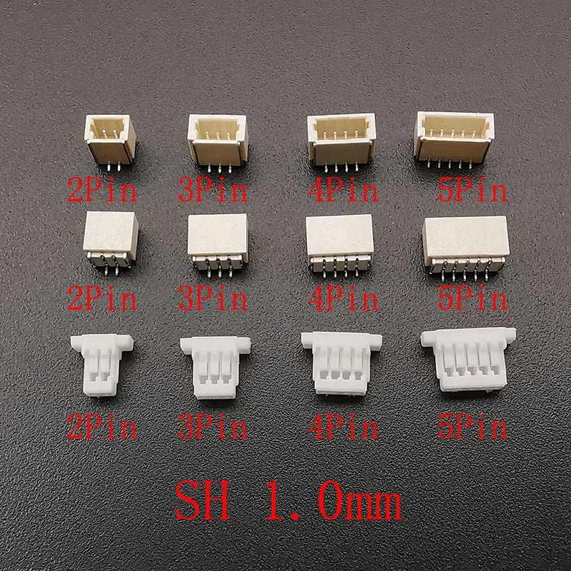 50Pcs JST SH 1.0mm Pitch Male / Female Housing Connector SMD Vertical/Horizontal Type Plug 2/3/4/5/6/7/8/9/10 Pin Socket Shell