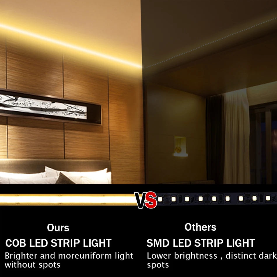 3mm PCB Ultra Thin DC12V 392LEDs/m COB LED Light Strip for Home Decor Car DIY Blue/Green/Red White High Density LED Tape