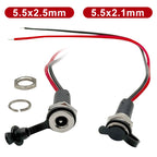 5Pcs Waterproof IP68 DC Power Socket 5521 5525 5A DC Female Jack Panel Mount Solder Connector with Cable Wire 15cm