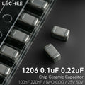 10pcs/lot 1206 100nF 220nF 470nF 25V 50V 100V 5% NPO COG 3216 SMD Ceramic Capacitor 104 224 High Frequency Low-Temperature Drift