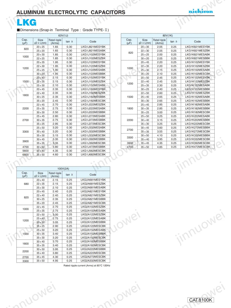 nichicon LKG 25V 35V 50V 63V 100V TYPE Super Through Audio capacitor 1000UF 2200UF 4700UF 6800UF 8200UF 10000UF 12000UF 22000UF
