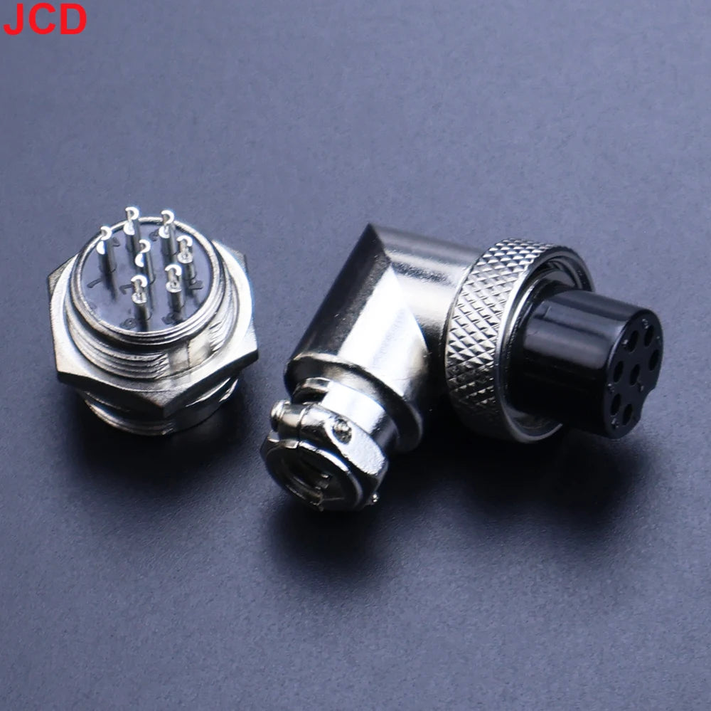 JCD GX16 90 Degree Right Angle 16mm Aviation Connector Elbow M16-2 3 4 5 6 7 8 9 10 Pin Female Plug Male Chassis Mount Socket