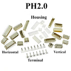 10sets Sh1.0 Jst1.25 Ph2.0 Xh2.54 Sh/jst/zh/ph/xh Horizontal / Vertical Smd Pin Header + Housing + Terminal Set 2.54mm