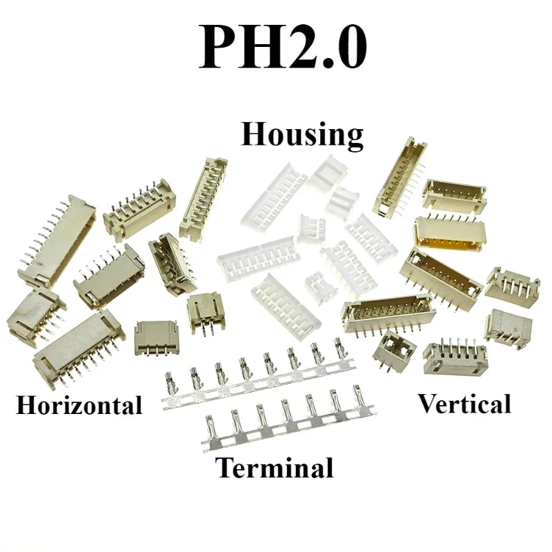 10sets Sh1.0 Jst1.25 Ph2.0 Xh2.54 Sh/jst/zh/ph/xh Horizontal / Vertical Smd Pin Header + Housing + Terminal Set 2.54mm