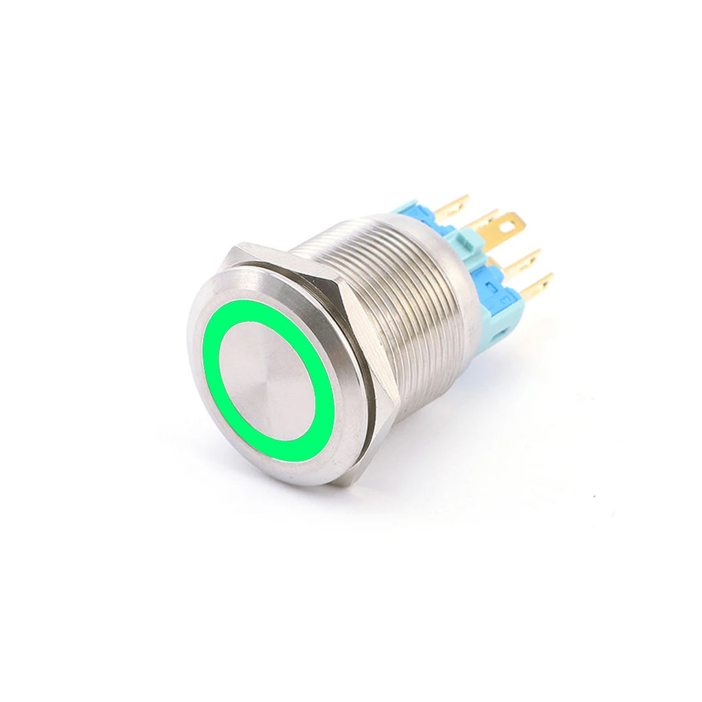 ABILKEEN 22/25MM 1NO1NC/2NO2NC Metal Push Button Switch IP65 Waterproof Momentary/Latching Push Button with LED Ring Light