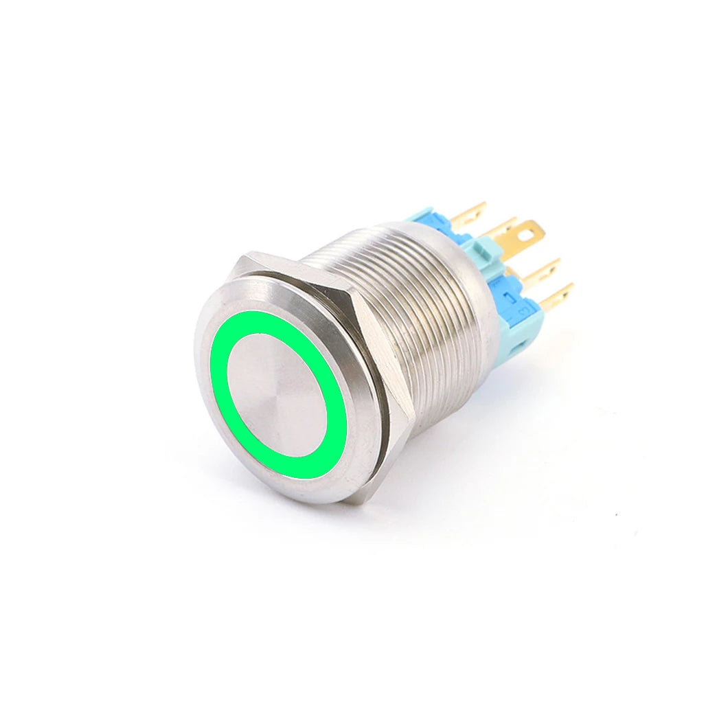 ABILKEEN 22/25MM 1NO1NC/2NO2NC Metal Push Button Switch IP65 Waterproof Momentary/Latching Push Button with LED Ring Light