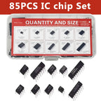 85PCS IC Chip Kit DIP Integrated Circuit NE555 LM324 LM358 ULNN2803 Single Precision Timer DIY Electronic Components Tentacle