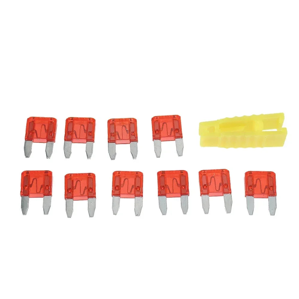 10PCS Small Blade Insert Fuse Kit 5A 7.5A 10A 15A 20A 25A 30A 35A 40A Small Car Fuses with Clap for Automotive Motorcycle
