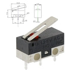 20Pcs Micro Limit Switch 3Pins Long Handle Roller Lever Arm SPDT Momentary Push Button Switch for Mouse DIY Accessories