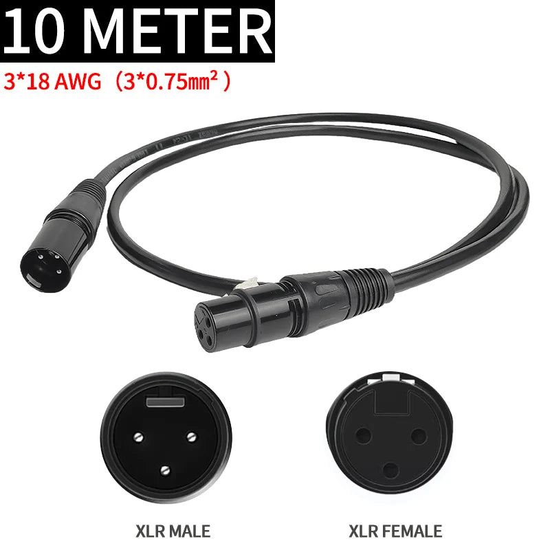 1/2/3/5/10Meters 3-pin Rubber/Iron Signal DMX PowerCon Connect Cable