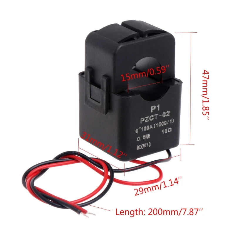 PZCT-02 Split Core Current Coil for 100A Amp Energy Meter Measuring Building Electricity Consumption