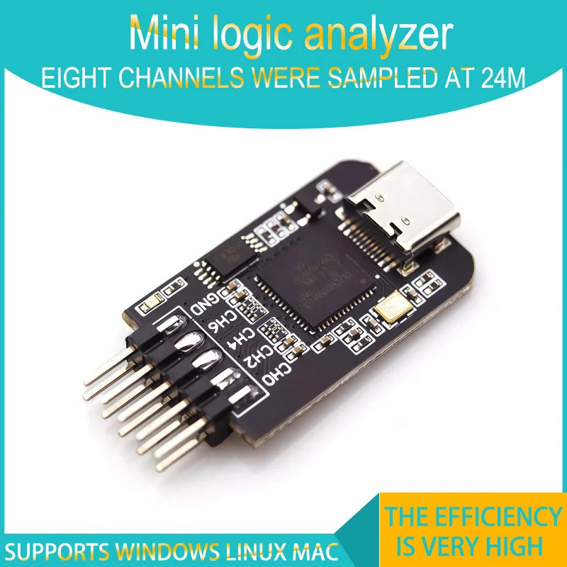 TYPE-C nanoDLA Logic Analyzer ARM FPGA Debug Tool Protocol Analysis 24MHz SampleRate 8 Channels Supports Windows/Linux/Mac