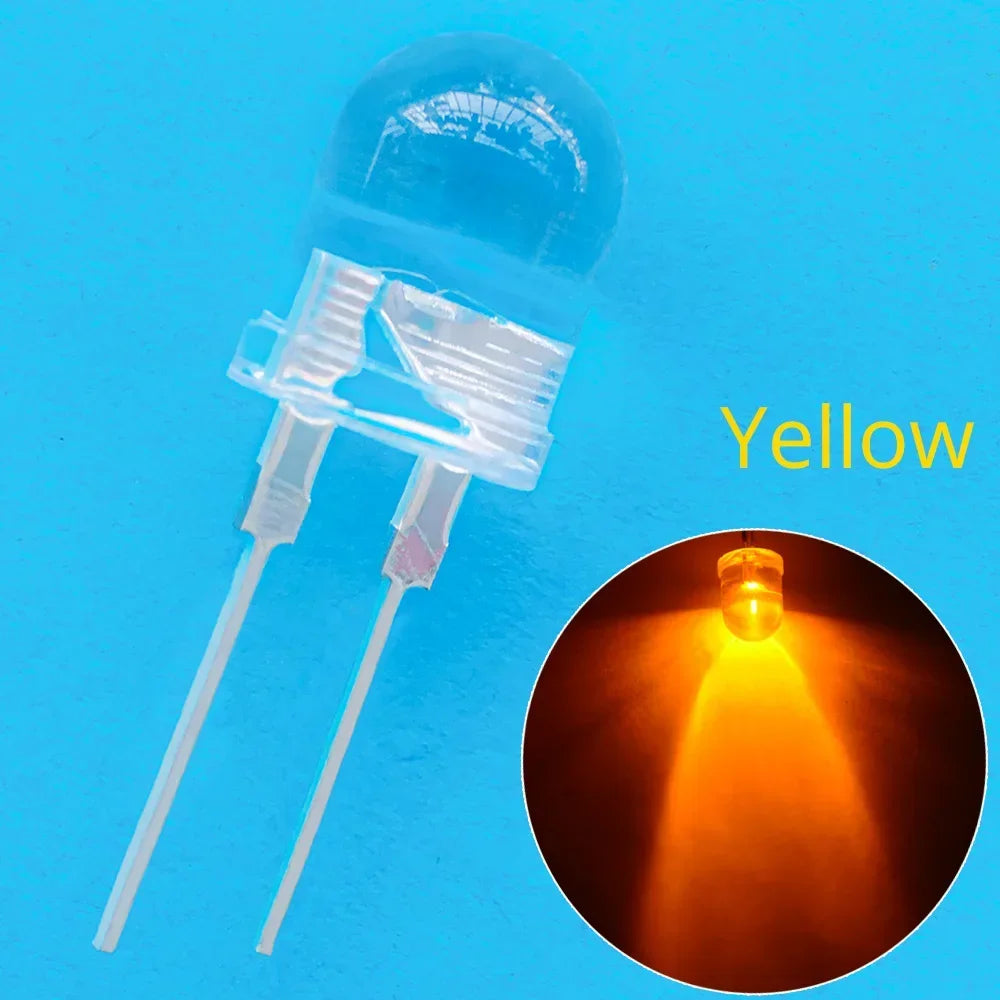 50pcs 10mm White Red Green Blue Yellow Diode Led Round 0.5W Power Light 3.2~3.6V LED Lamp Bead Light-emitting Diodes 30KMCD Bulb