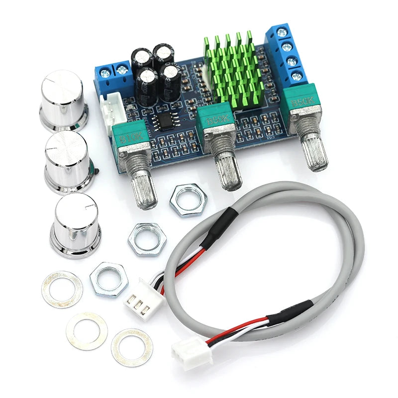 Liludin DC 12V 24V 80W X 2 Dual Channel Digital Audio TPA3116D2 Treble Bass Regulating Preset Pre Amplifier Board Module XH-M567