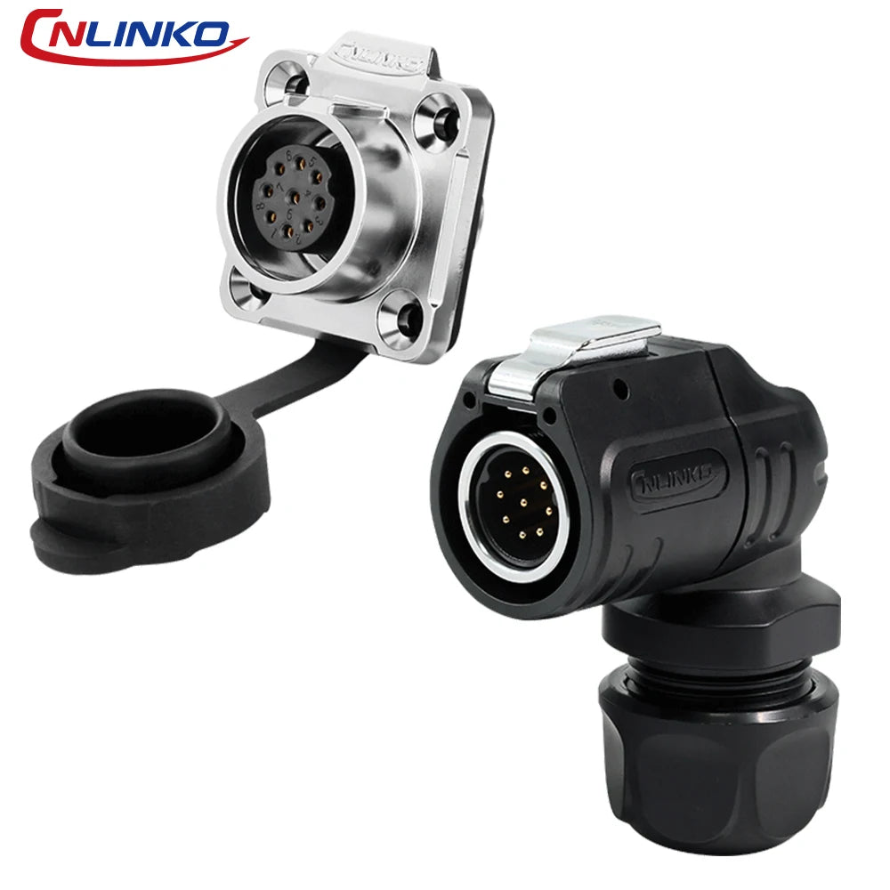 LP-16 2 Pin Right Angle Industrial Connector IP68 Waterproof Male Plug Female Socket Set Aviation Connector for LED Solar Use