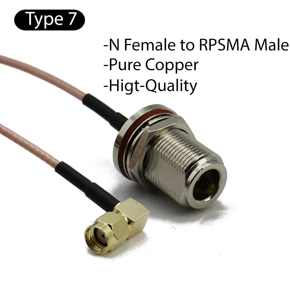 RG316 Cable N Female To SMA Male Extension Conncetor N Type L16 To RPSMA Crimp for RG-316 Pigtai Low Loss Coax Copper Brass
