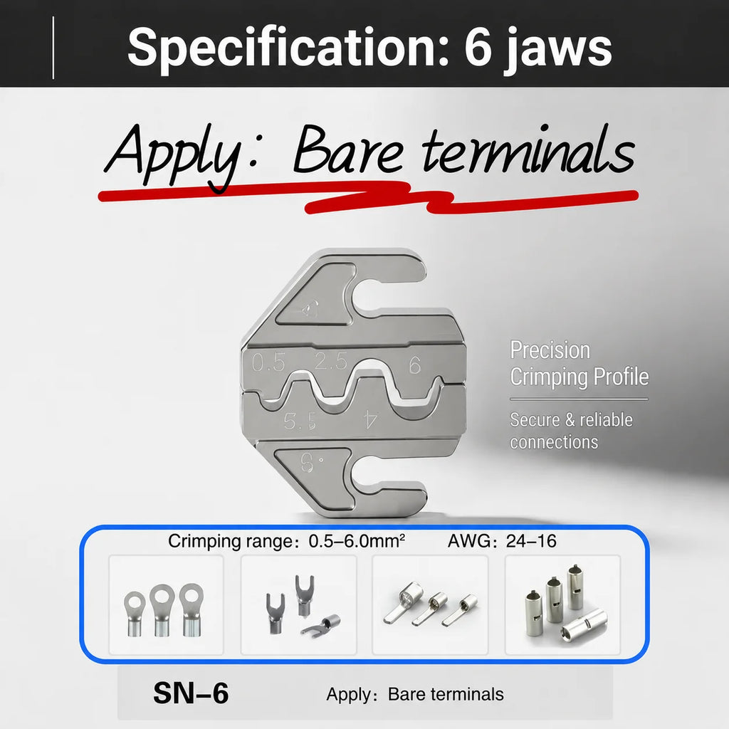 Ratchet Quick-Change Crimping Pliers SN-68 with 6 Jaws for Automotive Terminals, Dupont Terminals, Wire Crimping Tool Kit