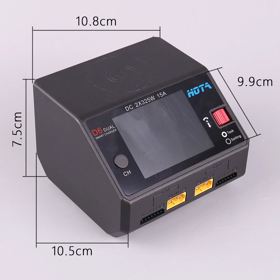 HOTA D6 DC650W 15A Dual Smart Charger Maximum current 1600mA Built-in Micro USB for 1-6S Lipo LiHV/NiZn/Nicd/NiMH Battery