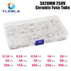 15Kinds 150PCS 5X20MM Fast-blow Glass Tube Fuses Car Ceramic Fuse Tube Assorted Kit 5*20 with Box fusiveis 0.1A-30A Household