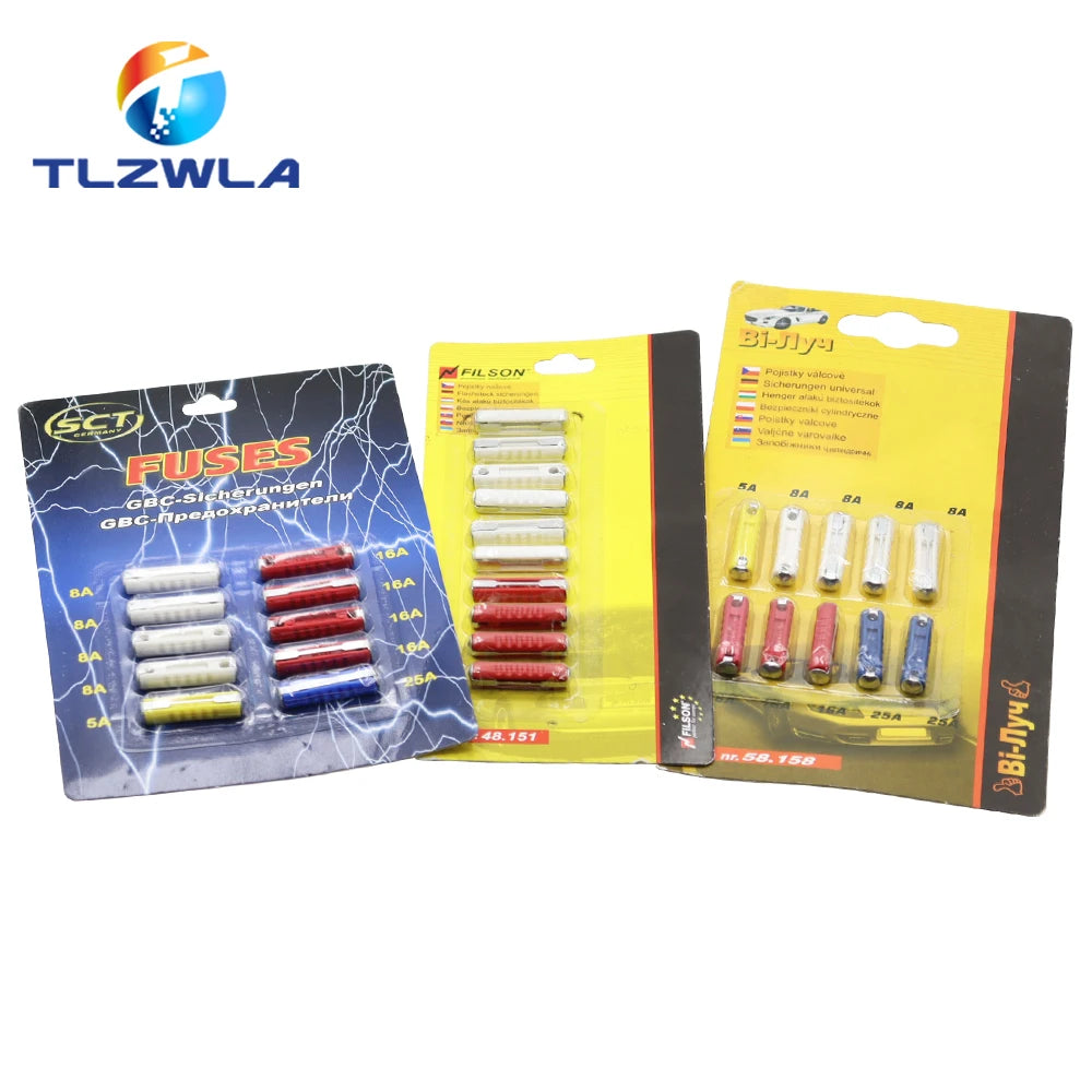 GBC European Automotive Fuse 5/8/10/16/30AMP 6mm Continental Car Blade Bakelite Auto Classic Ceramic Car Fuse Kit